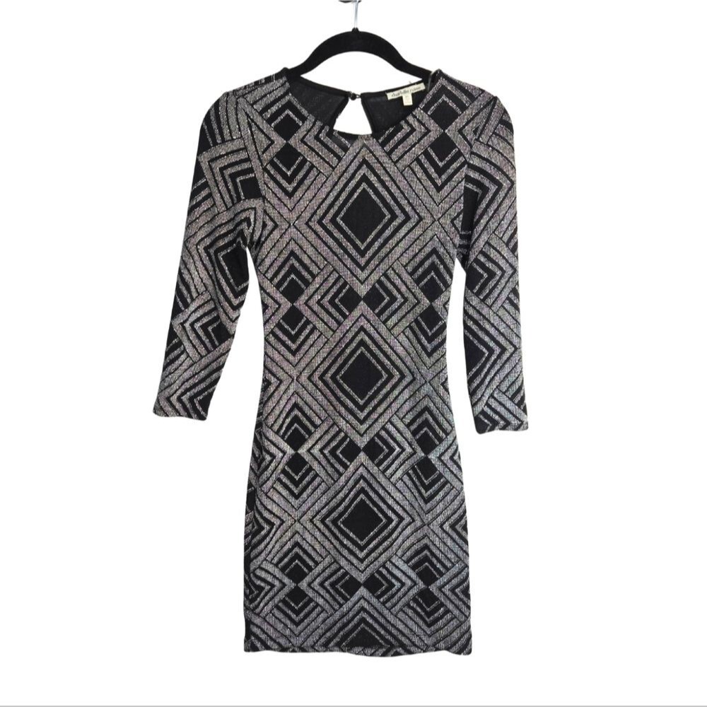 Charlotte Russe Semi Sheer Sparkle Geometric Bodycon Mini Dress XS